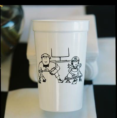 Touch of whimsy on your stadium cup with our original Football Couple design. Prices start at $1.09