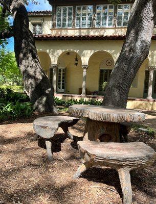 Outdoor picnic area near the playground