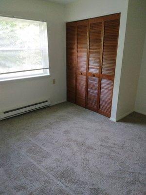 Bedroom with large storage area.