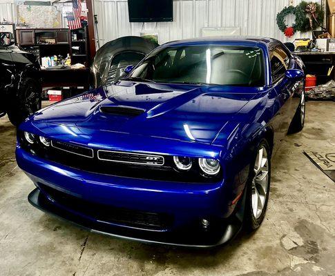 Beautiful Blue Dodge Challenger GT at the Shop