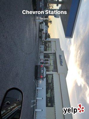 Gas pumps and main building