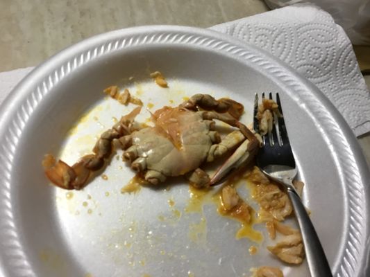 This was the crab in my soup. Leftovers from somebody else's soup. Sad.