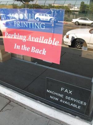 Free parking available for customers!