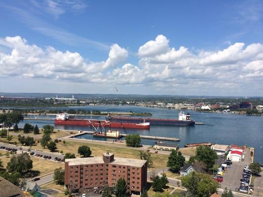 Great view, sunny day and lots of freighter traffic!