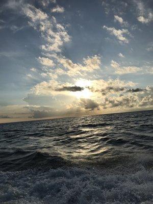 The sunset view from the boat