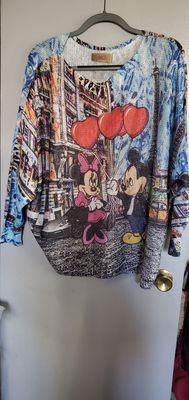 Mickey and minnie shimmer sweater. OOH LAH LAH. ONE SIZE slimming and gorgeous on. Thank you Kat for thinking of me.