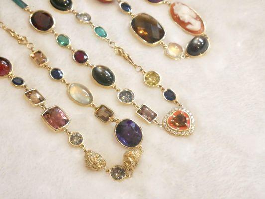 The bespoke Potpourri Chain with over 9.5carats of diamonds, precious & semiprecious stones