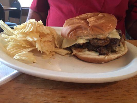 Mushroom Swiss burger is a hit! Huge, juicy and fresh!