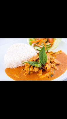 One of our lunch dish. Thai chicken red curry.