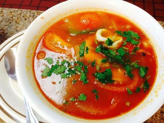 This seafood soup is very well made because it's very spicy yet enjoyable with many veggies!