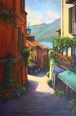 Bellagio, Lake Como oil, 24 x 36 Barbara Davies