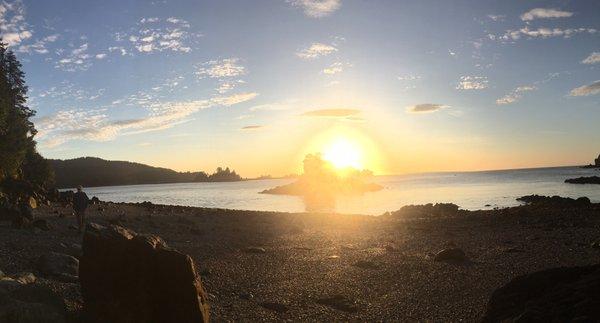 Inside beach at sunset