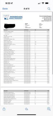 Invoice of the vet bill for nearly $4000 unexpected expense to our family