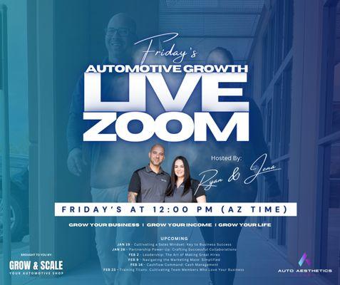 Join us every Friday for an empowering Zoom session exclusive to the automotive business community.