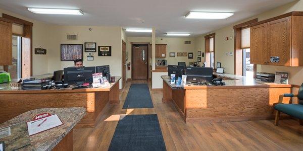 An interior photo of the lobby