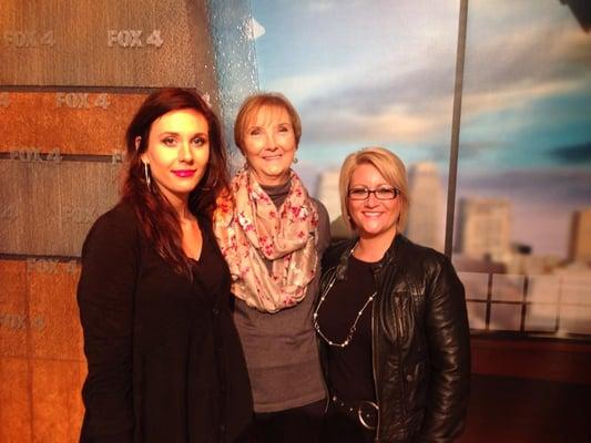 Students Sara and Kat at Fox 4 news with their lovely, deserving model! Doesn't she look great?