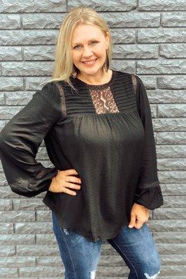 Trending Black Boho Top paired with a pair of KanCan Jeans