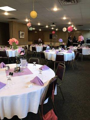 Room set up prior to an evening of fun and laughter with amazing food and staff.