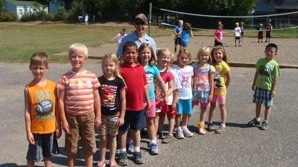 Kids enjoying recess time with Mrs. C.!