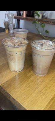 Lauren's favorite (add cinnamon) on left Mocha on right