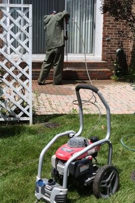 amruss powerwashing our backyard