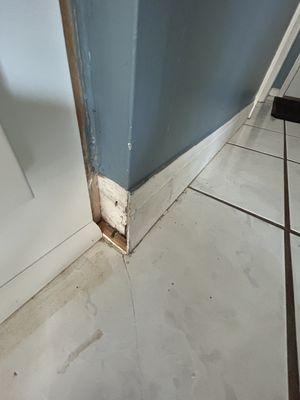 Missing molding and they damaged my floor molding which has never been fixed