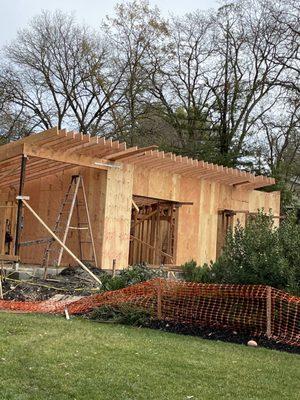 ADU exterior framing.