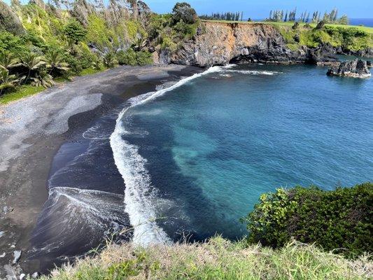 black sand beach