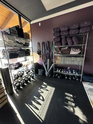 Yoga/fitness equipment available for use