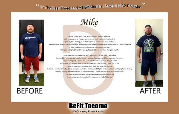 Three back surgeries didn't stop Mike with the right program. He lost 32 pounds in a transformation that went beyond physical.