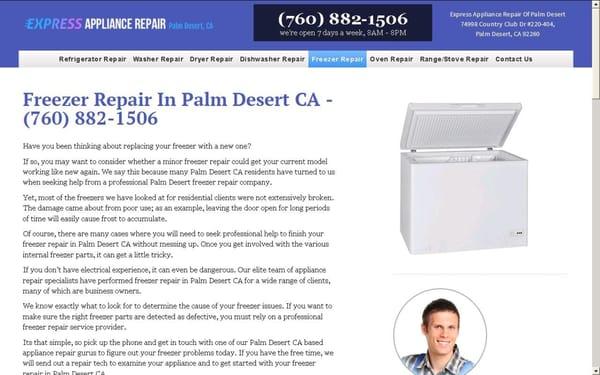 Express Appliance Repair of Palm Desert 7 Days a Week Expert Technicians Will Fix Your Appliance http://www.appliancerepair-palmdesertca.com