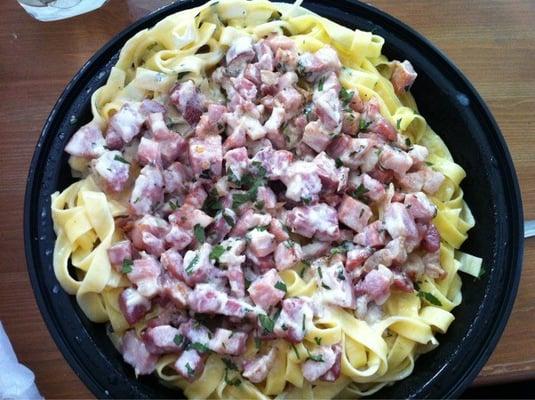 Fettucine carbonara.