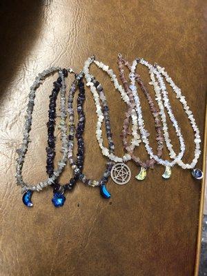 Gem stone chokers with pendants