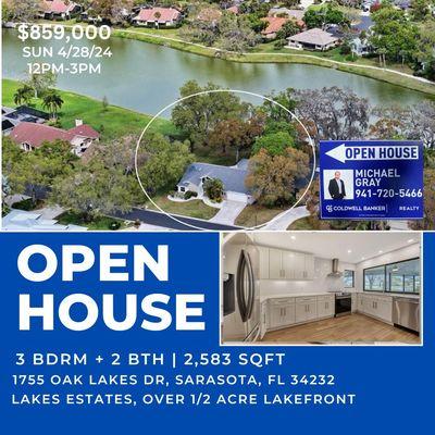 Open House Sunday 4/28 1755 Oak Lakes Dr Sarasota, FL
Lakes Estates Home for sale
Michael Gray Coldwell Banker
#openhouse #homeforsale