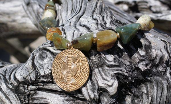 Massai Golden Agate & Gold Necklace