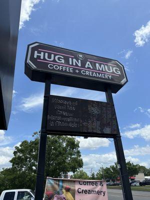 The coffee shop road sign.