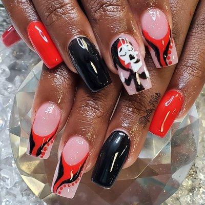 Full set of nails with nail art