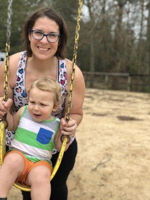 Swinging at the beach park