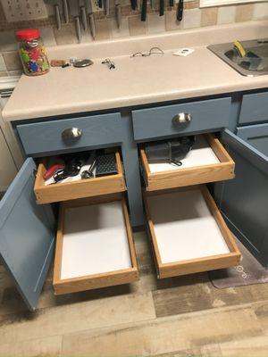 Custom cabinet refurbish with slide outs added