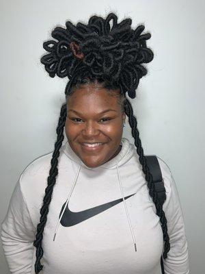 Faux locs with pedal style hair is included in pricing .