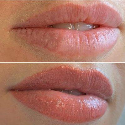 pink lip blush tattoo