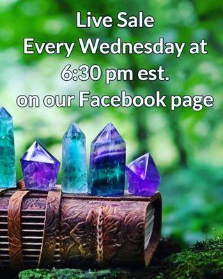 Live sales every Wednesday starting at 6:30 pm on Facebook!