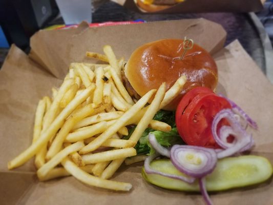 Bacon cheeseburger with french fries