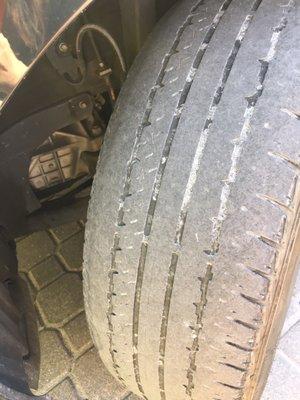 Bald tires, no tread and extremely dangerous to drive on