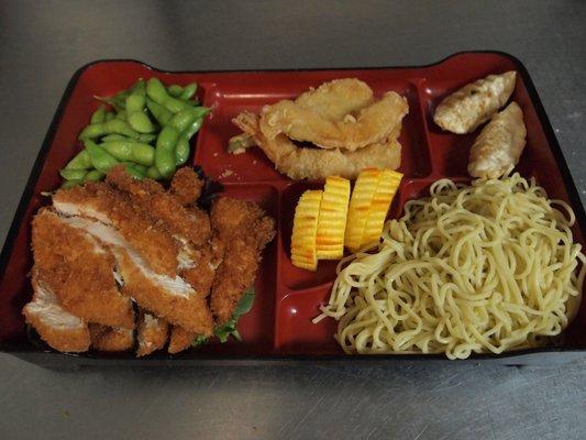 Chicken Katsu Bento Box with noodles