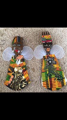 Afrocentric Fork and spoon angels......... magnets