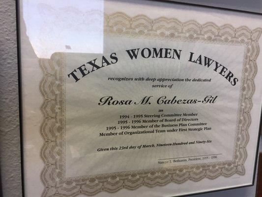 Texas Women Lawyers Award