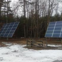 These are ground-mounted trackers that we installed in Haverhill, MA, It follows the sun throughout the day to get maximum sun efficiency!