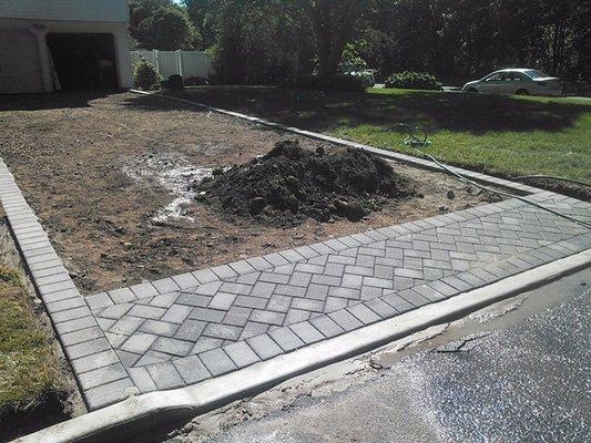 Progress of New Driveway with Paver Apron