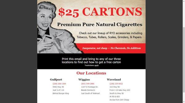 New Members get a FREE Carton - Restrictions Apply - Come in and ask us how.